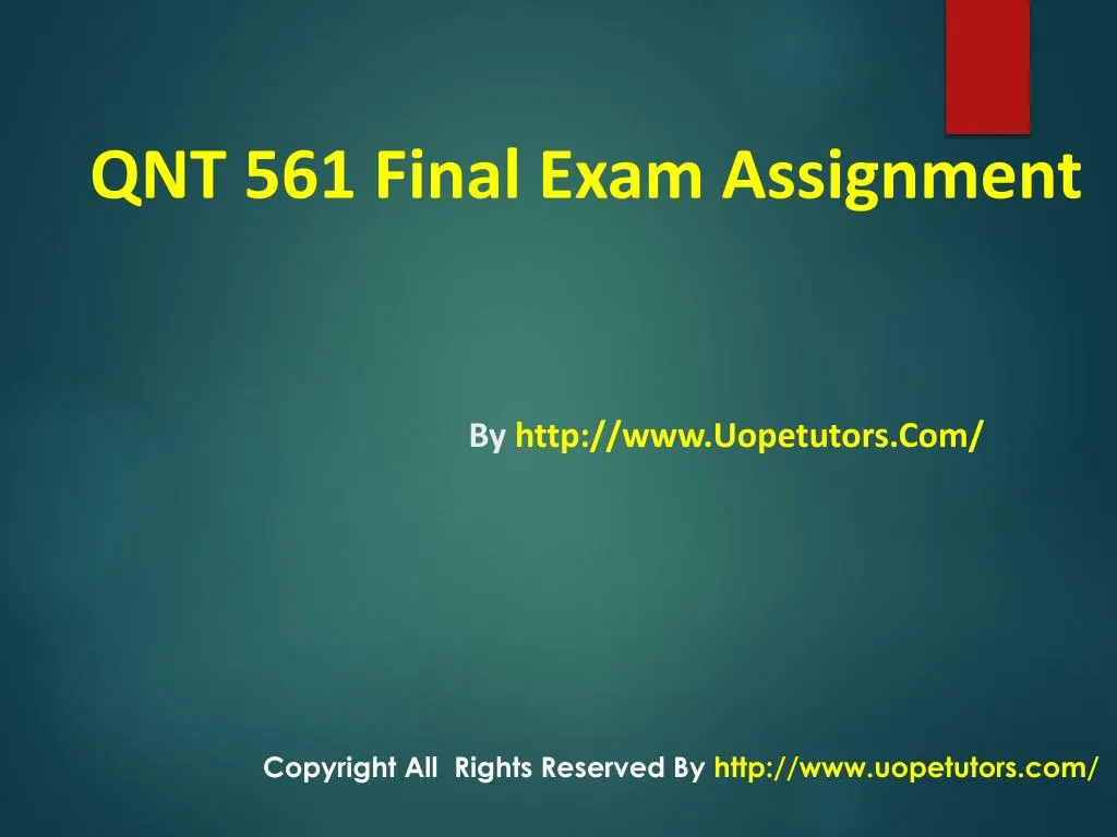 qnt 561 final exam assignment