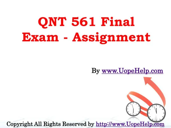 QNT 561 Final Exam 2016