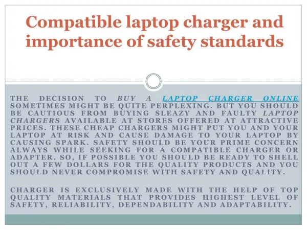 Compatible laptop charger