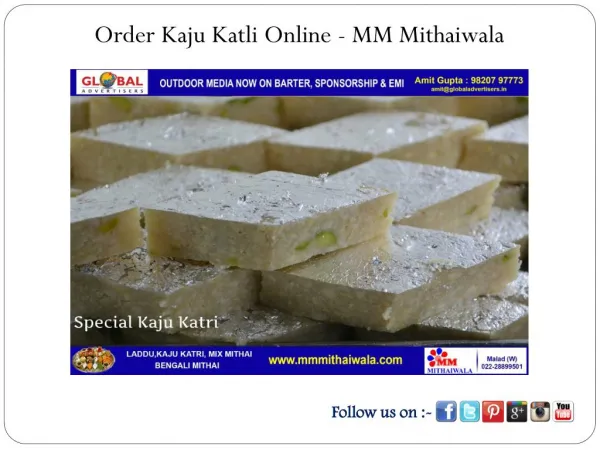Order Kaju Katli Online - MM Mithaiwala