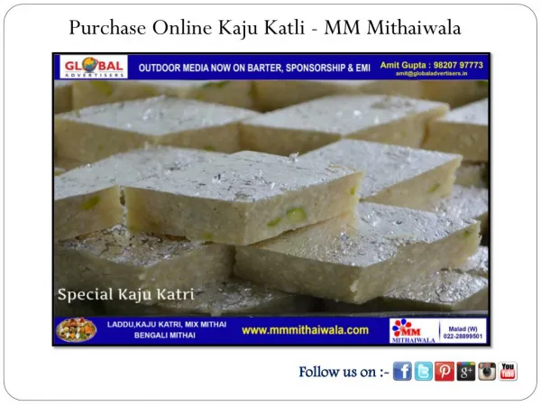 Purchase Online Kaju Katli - MM Mithaiwala