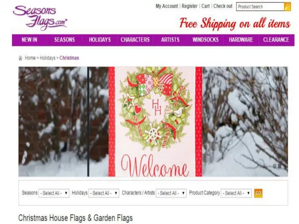 Buy Christmas House Flags & Garden Flags
