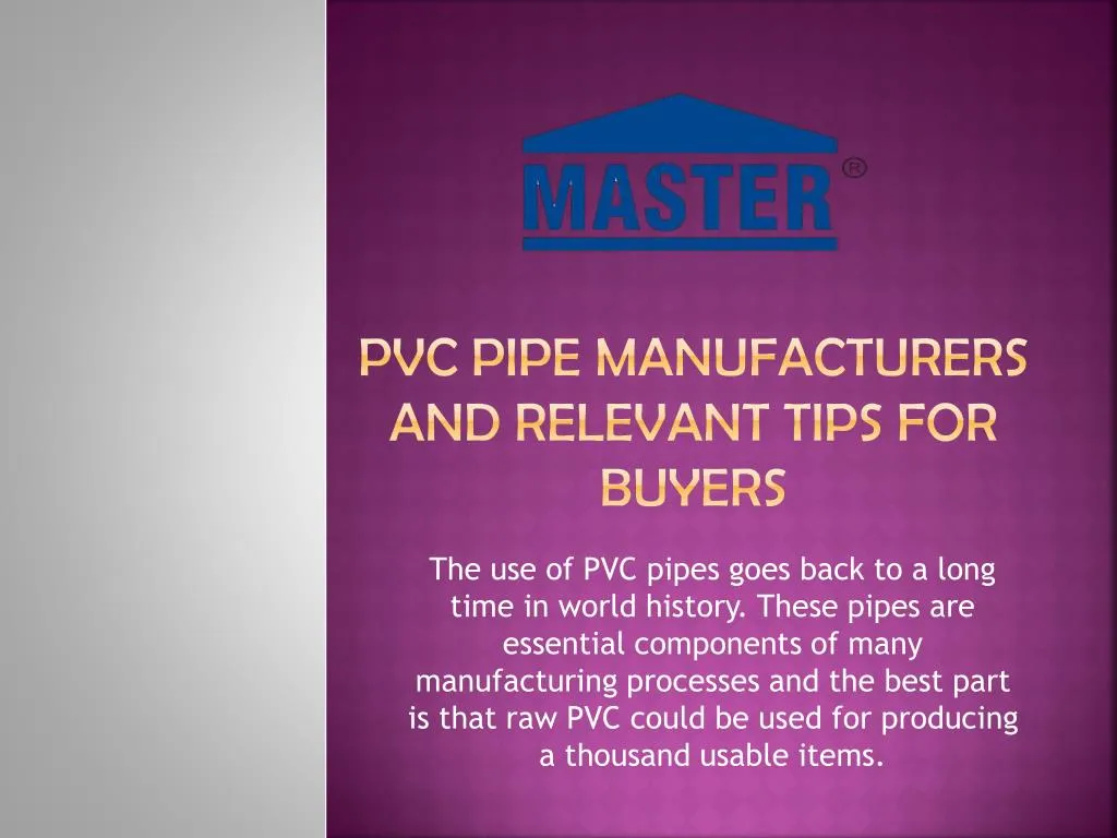 pvc pipe manufacturers and relevant tips for buyers