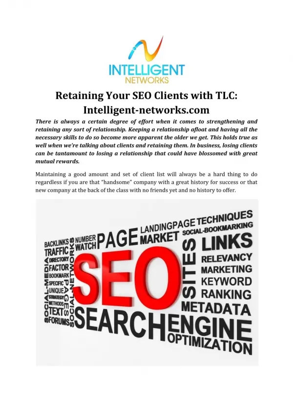 Retaining Your SEO Clients with TLC: Intelligent-networks.com