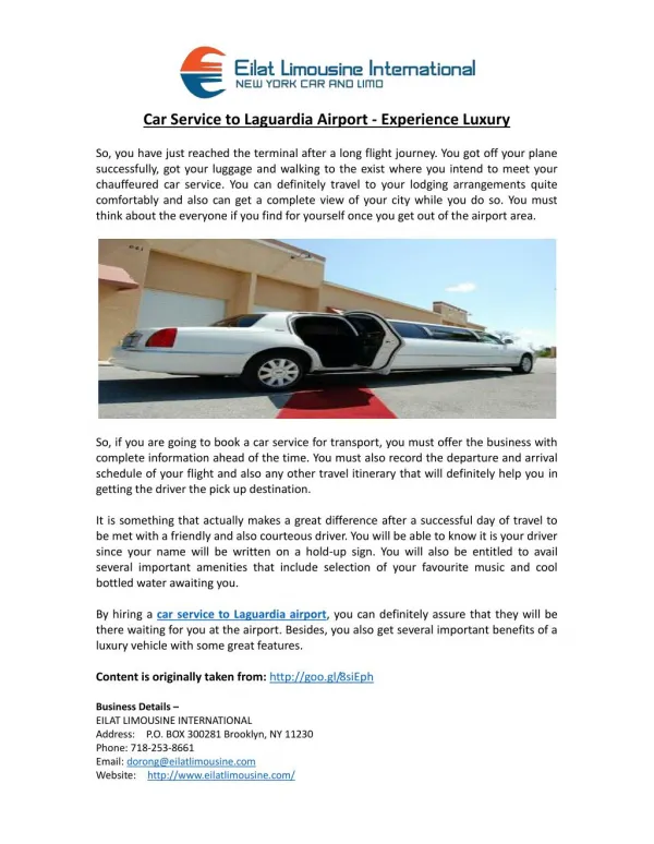 Car Service to Laguardia Airport - Experience Luxury