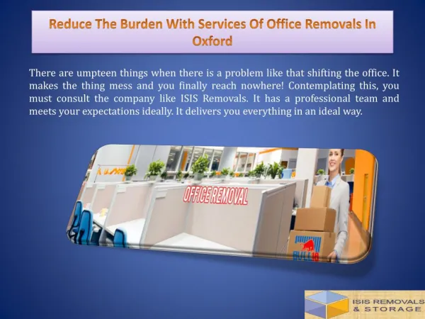 Reduce The Burden With Services Of Office Removals In Oxford