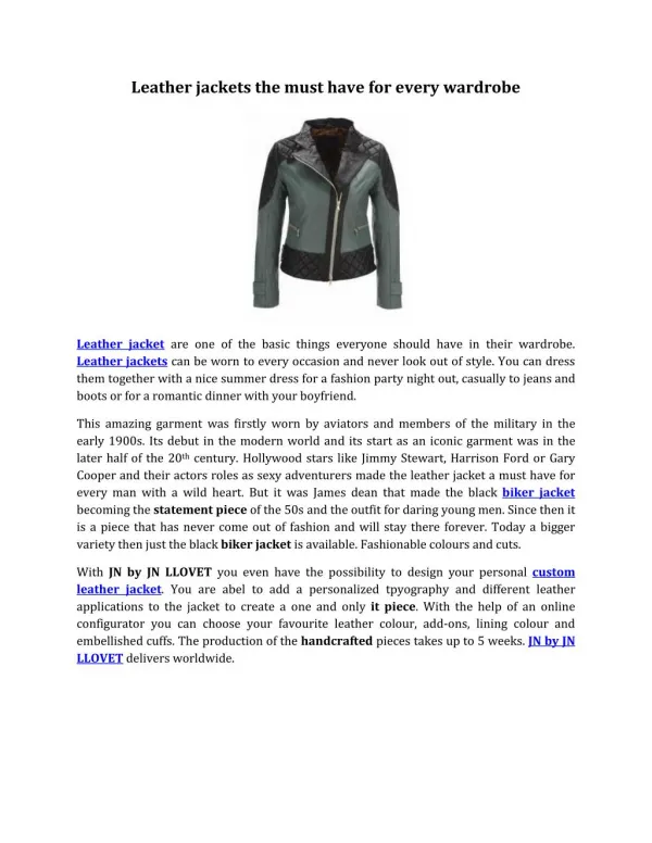 Leather jackets the must have for every wardrobe