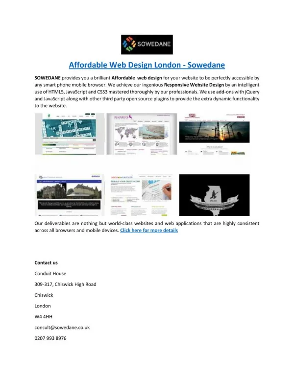 Affordable Web Design London - Sowedane