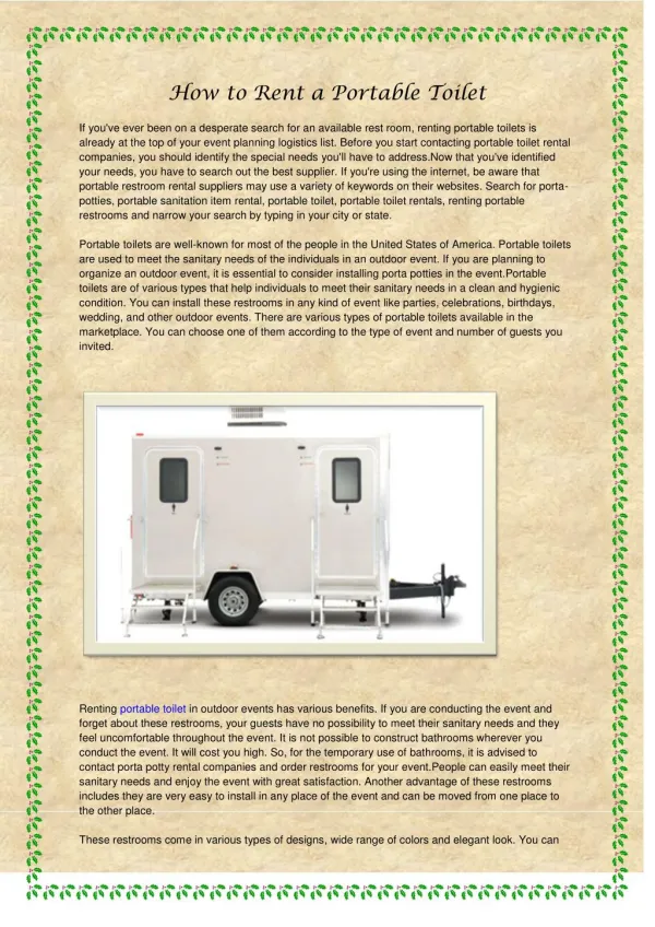 How to Rent a Portable Toilet