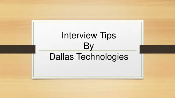 Interview tips by dallas technologies