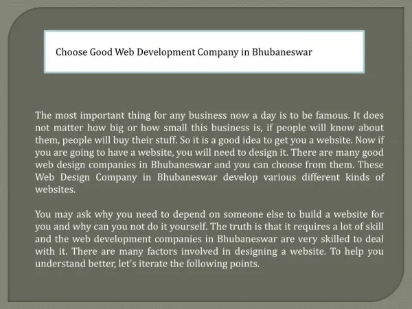 Choose good web development company in bhubaneswar