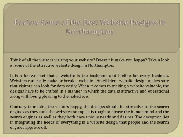 Review Some of the Best Website Designs in Northampton