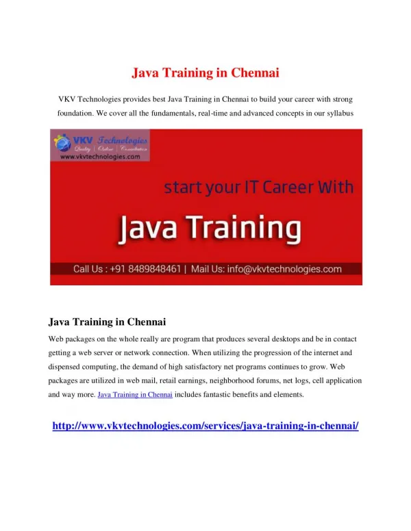 Java Training in Chennai