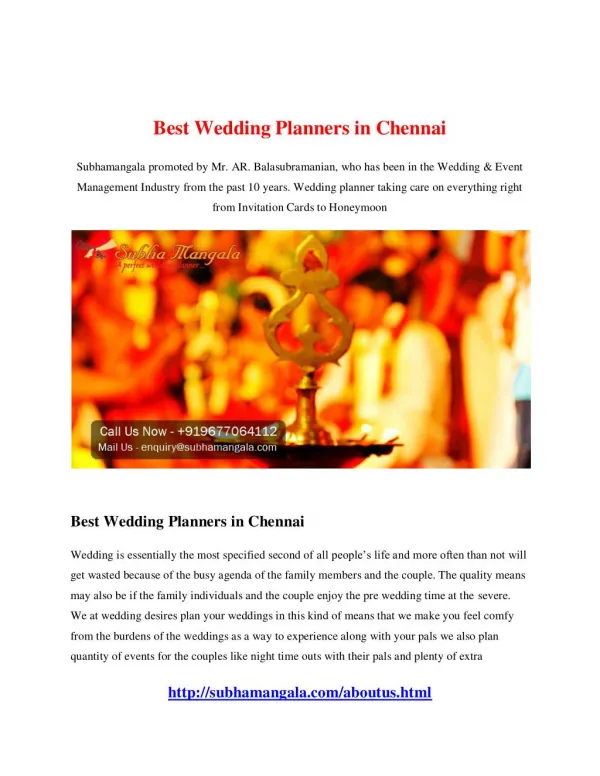 Best Wedding Planners in Chennai