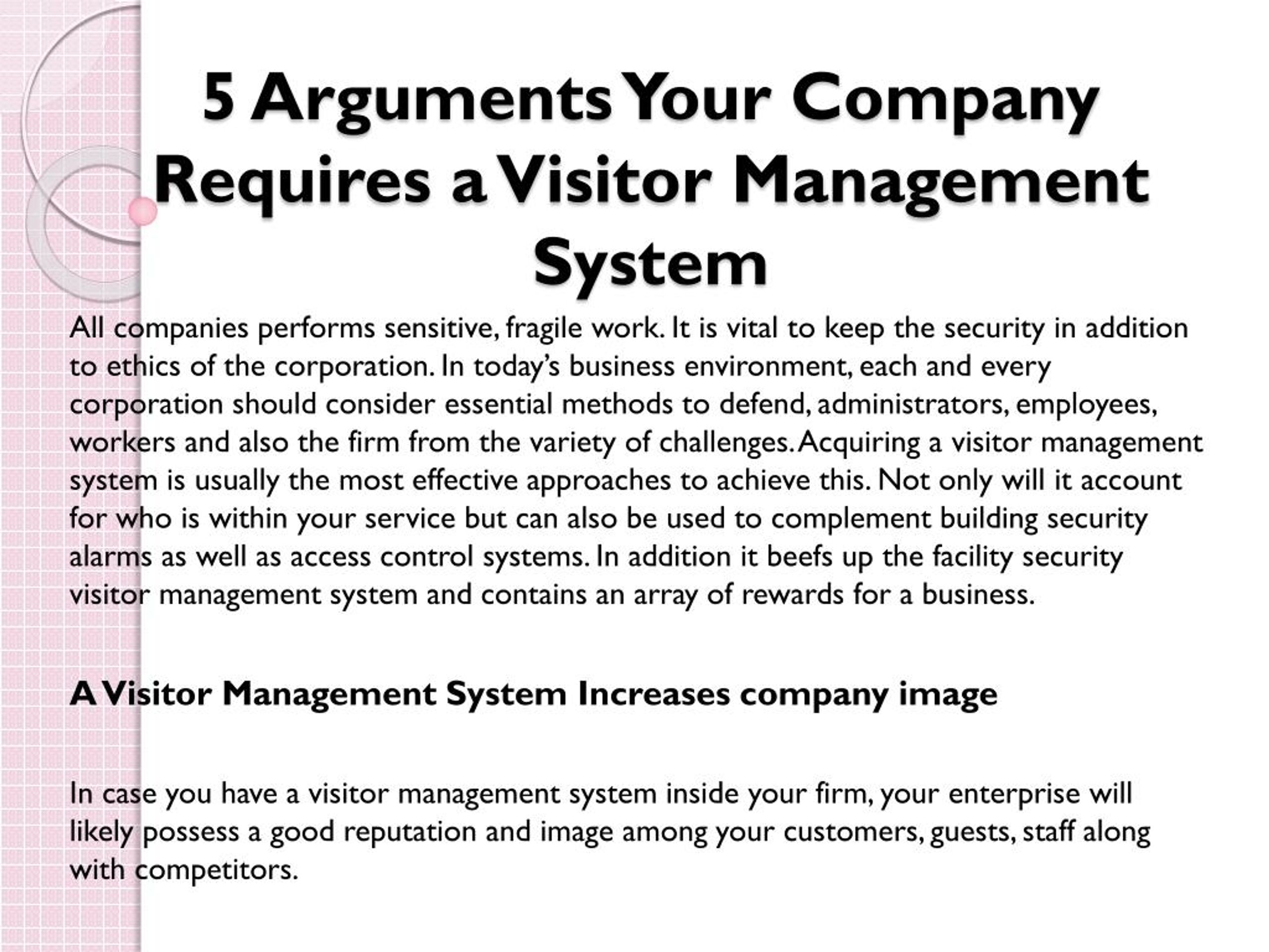 PPT - 5 Arguments Your Company Requires a Visitor Management System ...
