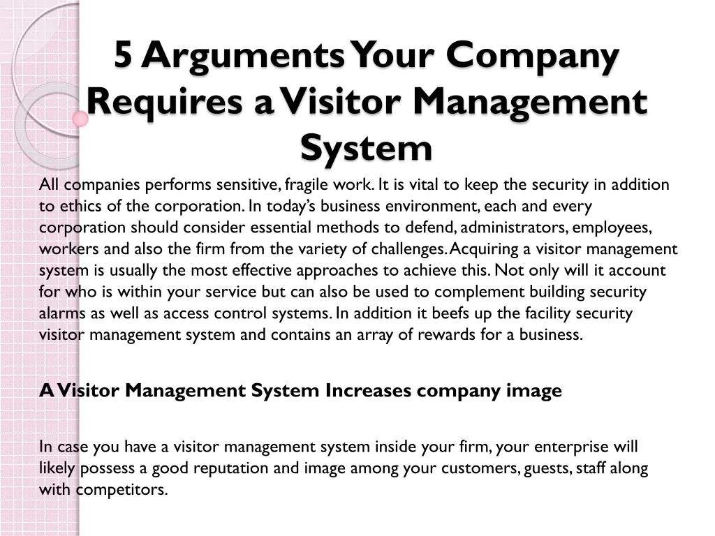 5 arguments your company requires a visitor management system