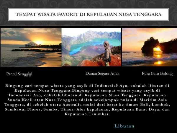 tempat wisata favorit di kepulauan nusa tenggara