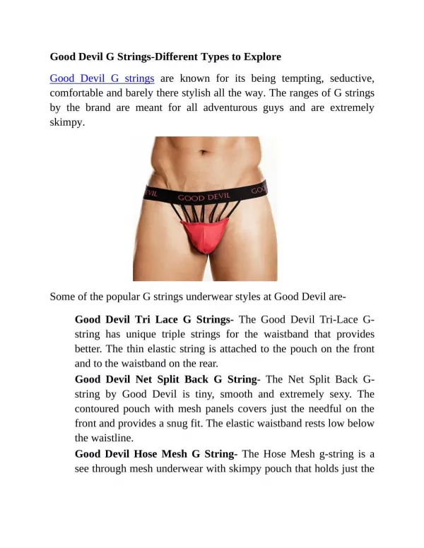 Good Devil G Strings-Different Types to Explore