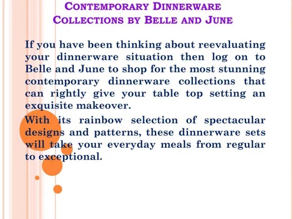 Contemporary Dinnerware Collections