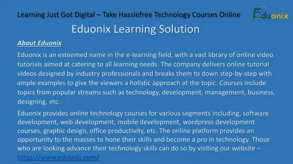 Learn Technology Courses Online