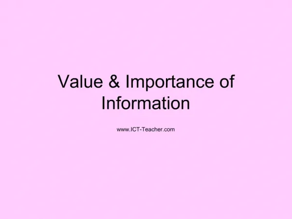 Value Importance of Information