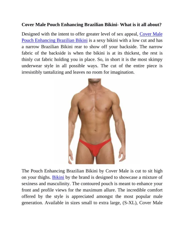 Cover Male Pouch Enhancing Brazilian Bikini- What is it all about?