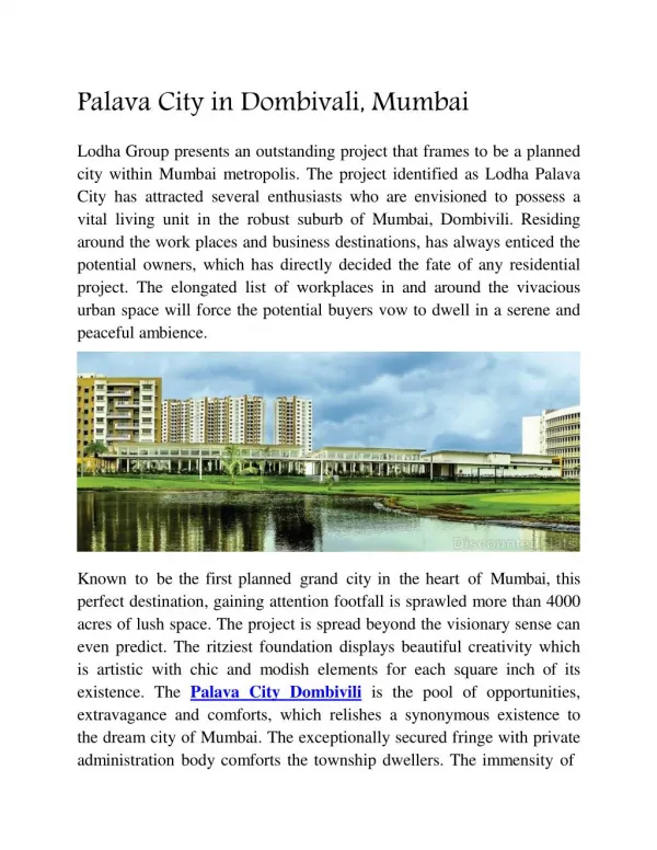 Palava City in Dombivali, Mumbai