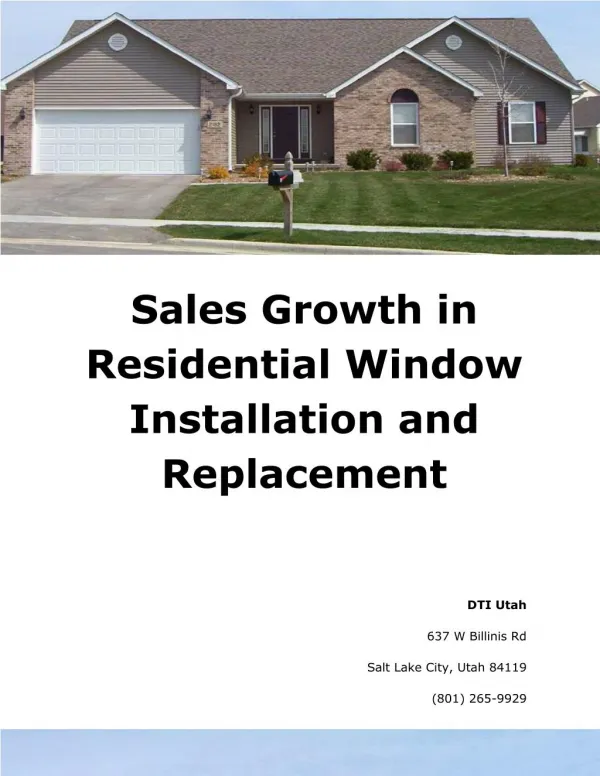 Sales Growth in Residential Window Installation and Replacement