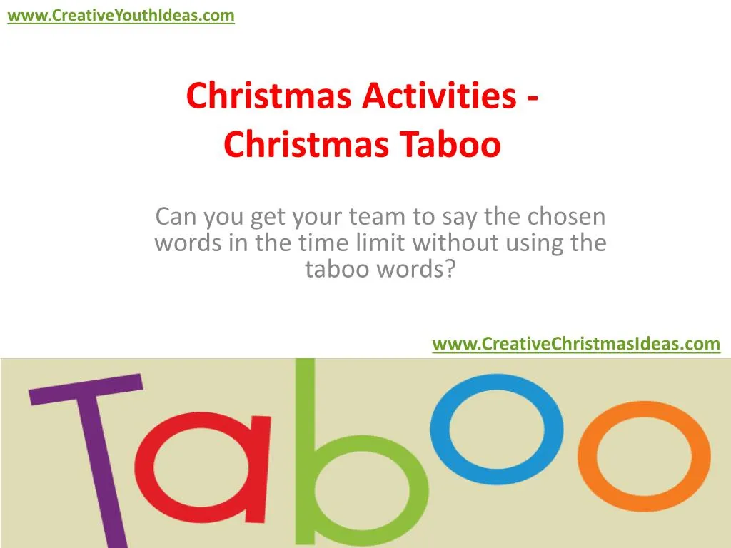 christmas activities christmas taboo