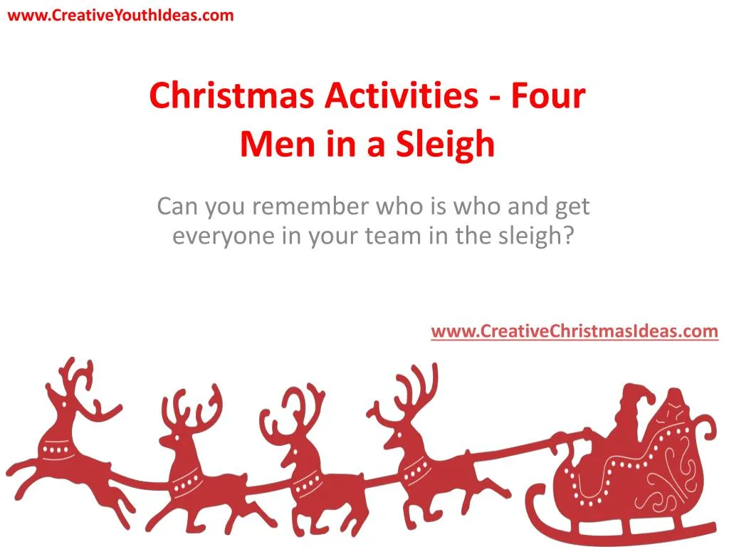 christmas activities four men in a sleigh
