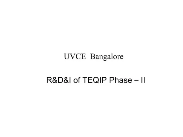 UVCE Bangalore RDI of TEQIP Phase II