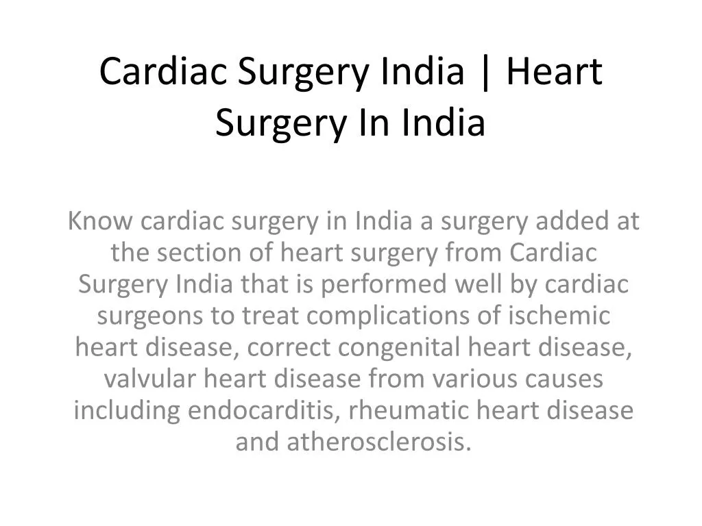 cardiac surgery india heart surgery in india