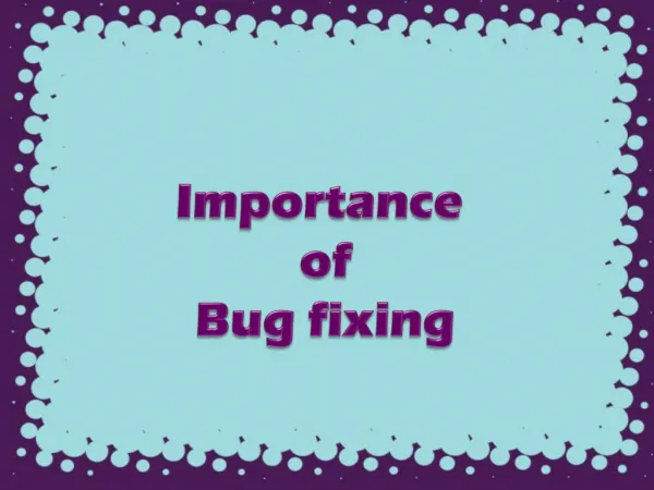 Importance of Bug fixing