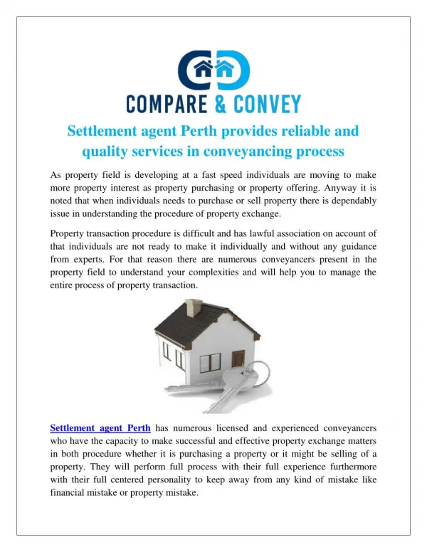 Settlement agent Perth provides reliable and quality services in conveyancing process