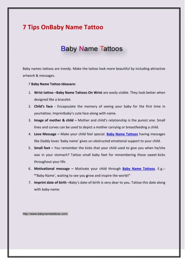 Baby Name Tattoo Ideas