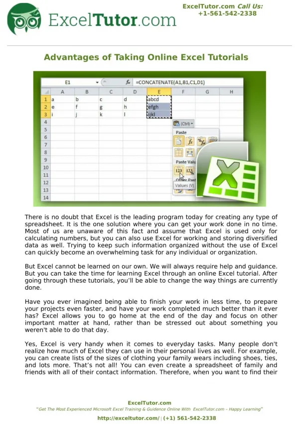 Advantages of Taking Online Excel Tutorials