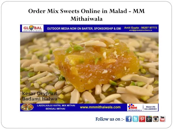 Order Mix Sweets Online in Malad - MM Mithaiwala