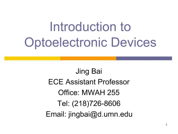 Introduction to Optoelectronic Devices