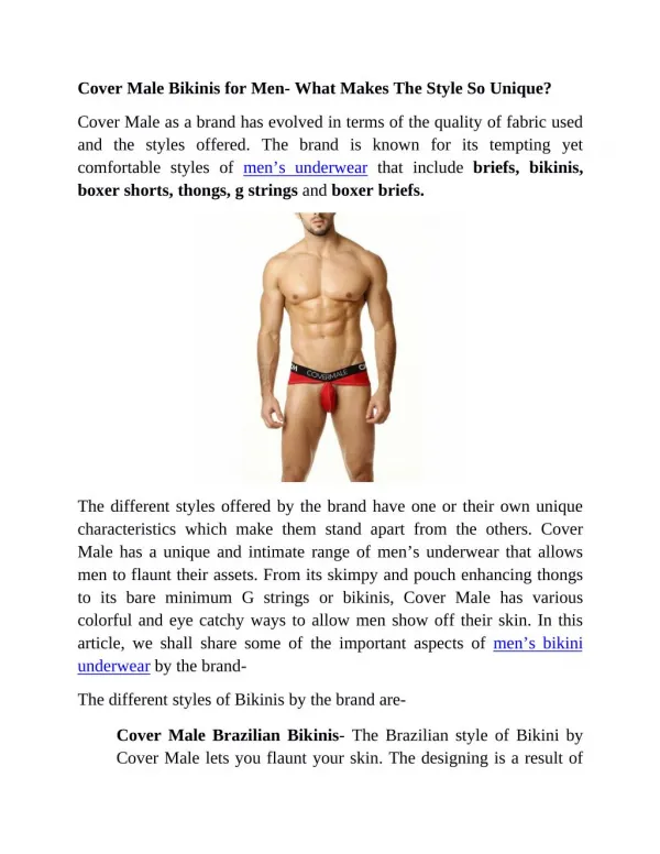 Cover Male Bikinis for Men- What Makes The Style So Unique?