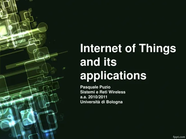 Internet of Things and its applications