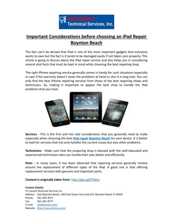 Important Considerations before choosing an iPad Repair Boynton Beach