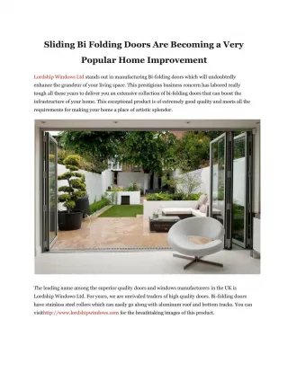 Sliding Bi Folding Doors Are Becoming a Very Popular Home Improvement - slide 1