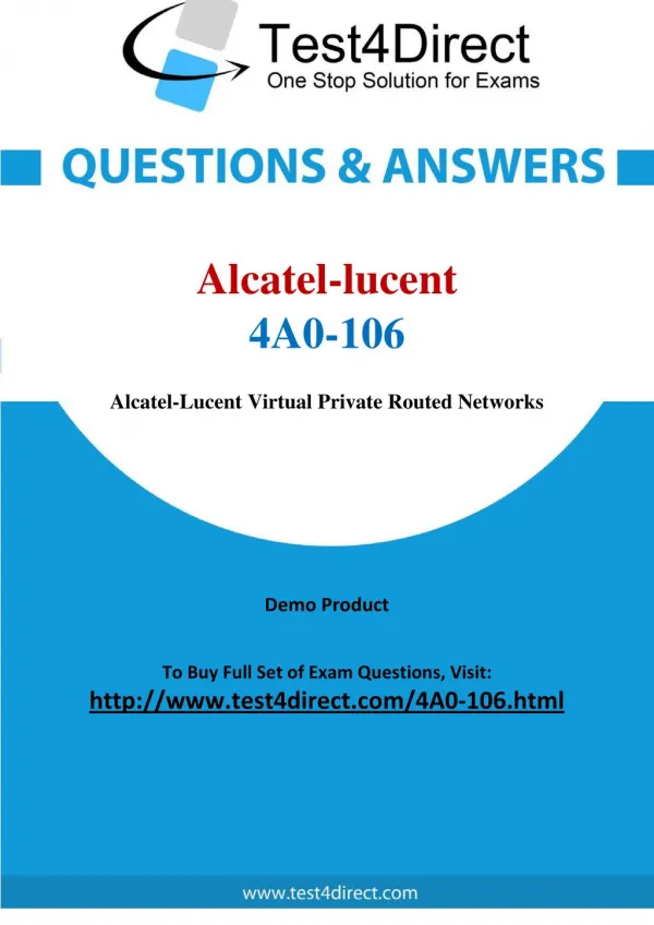 Alcatel lucent 4A0-106 Test Questions