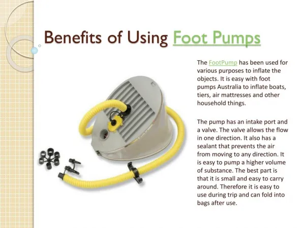 Benefits of Using Bravo Foot Pumps
