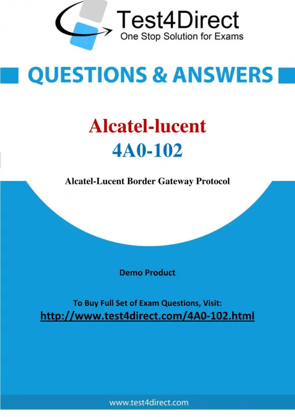 Alcatel lucent 4A0-102 Test Questions