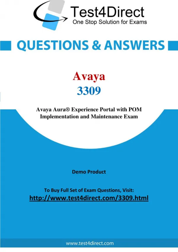 Avaya 3309 Exam - Updated Questions