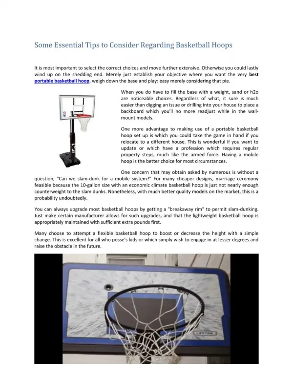 Some Essential Tips to Consider Regarding Basketball Hoops