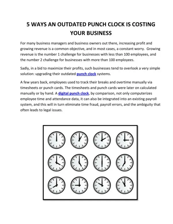 5 Ways An Outdated Punch Clock Is Costing Your Business