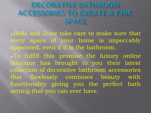 Decorative Bathroom Accessories