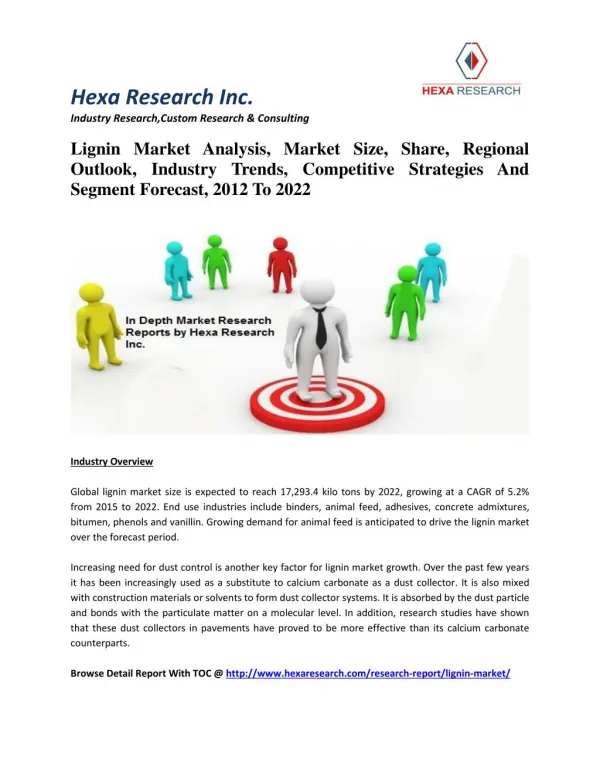 Lignin Market Analysis, Market Size, Share, Regional Outlook, Industry Trends, Competitive Strategies And Segment Foreca
